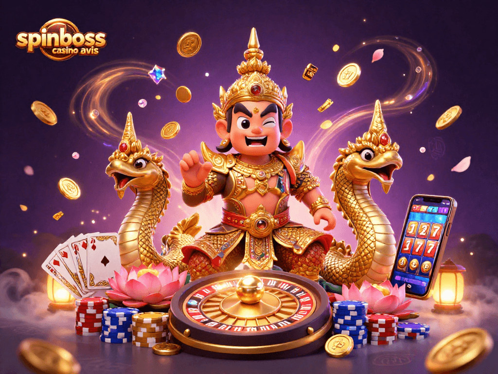 Examinez spinboss casino avis avec cette illustration de jeu dynamique et captivante.