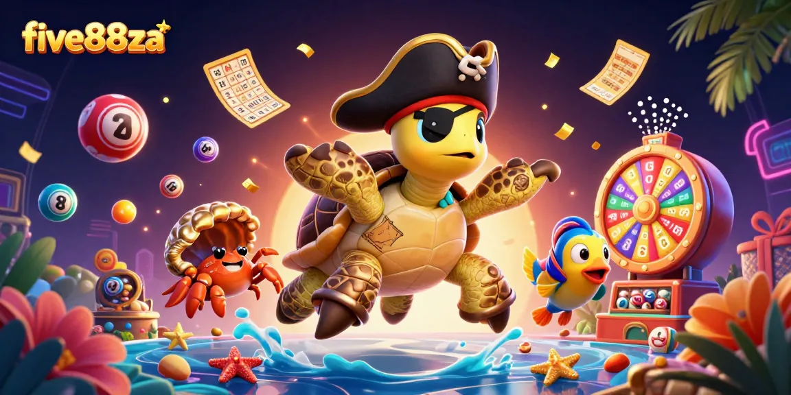 Engage with the exciting world of five88za through a vibrant lottery scene featuring colorful balls and treasure elements.