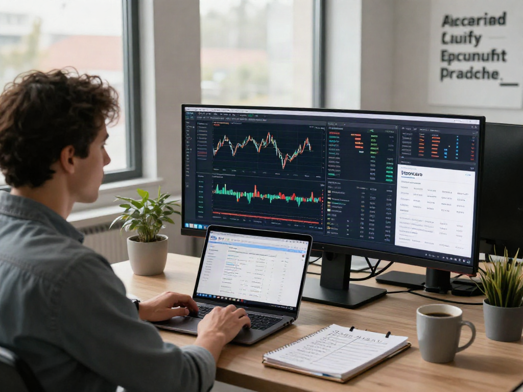 Un utilisateur examinant les analyses sur Essor Invexaro dans un bureau moderne.