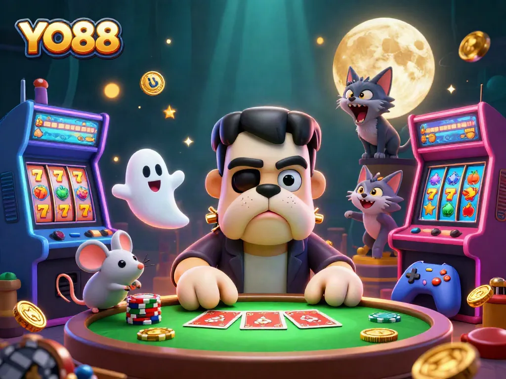 Engage in thrilling games at YO88 with a lively monster and gaming atmosphere.