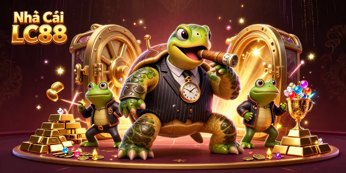 Experience the thrill at Nhà Cái LC88 with vibrant characters in a dynamic casino illustration.